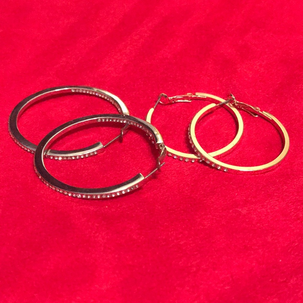 2pr Rhinestone hoops - Picture 2 of 2